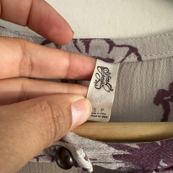 Free People Tree Swing Long Sleeve Tunic Dress Purple Gray Size Small Pockets - Picture 3 of 8